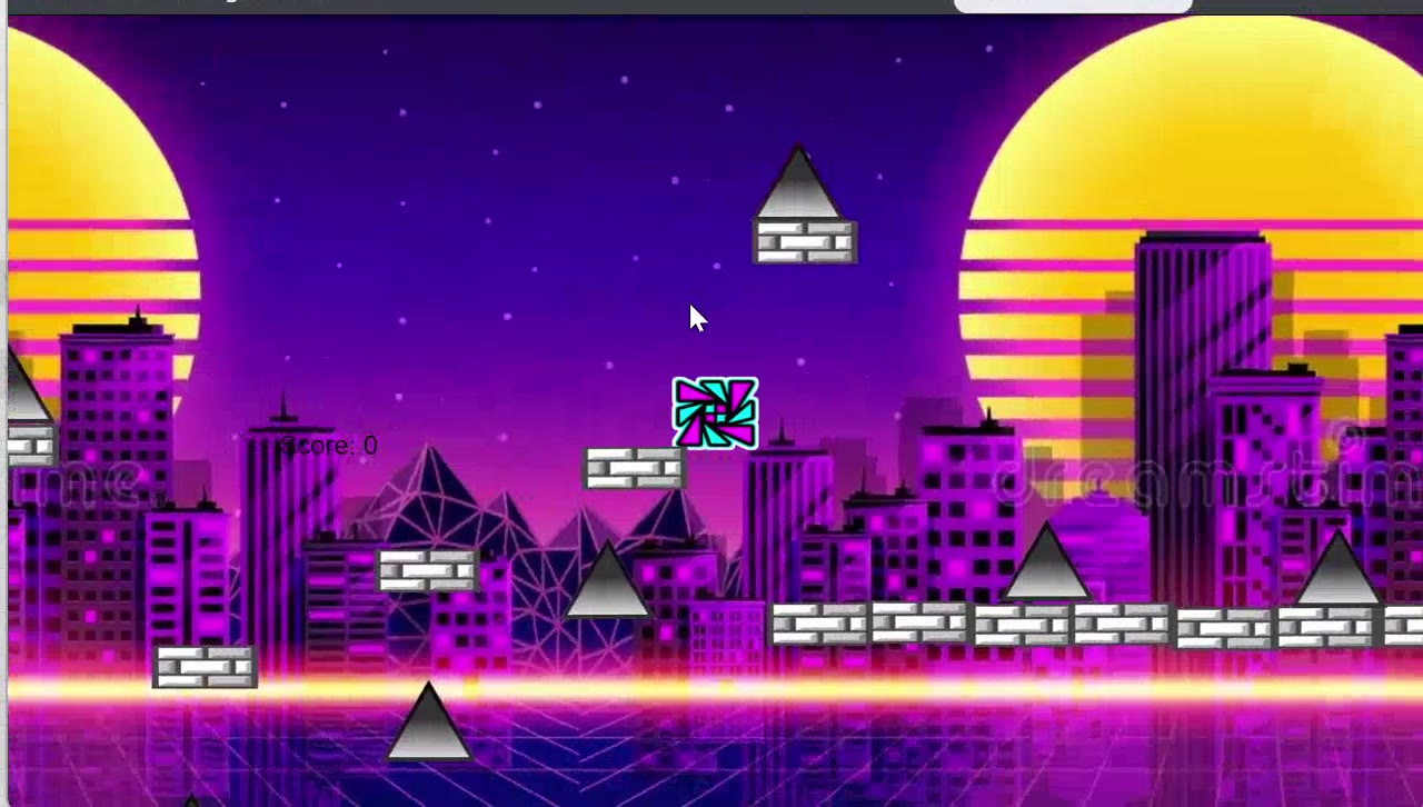Synthwave sunset horizon in the game